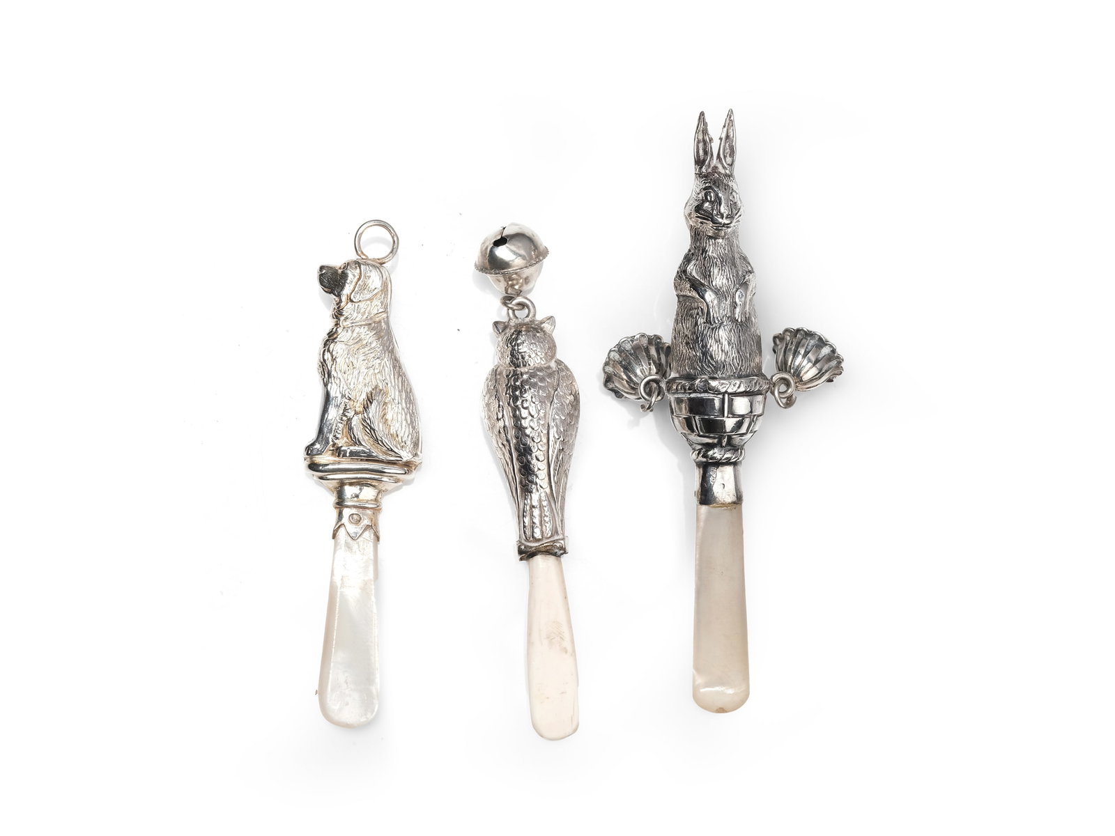 3 BABY RATTLES, HALLMARKED SILVER (1 of 1)