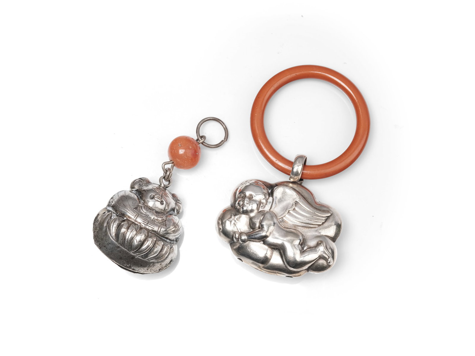 PAIR OF BABY RATTLES, HALLMARKED SILVER (1 of 1)