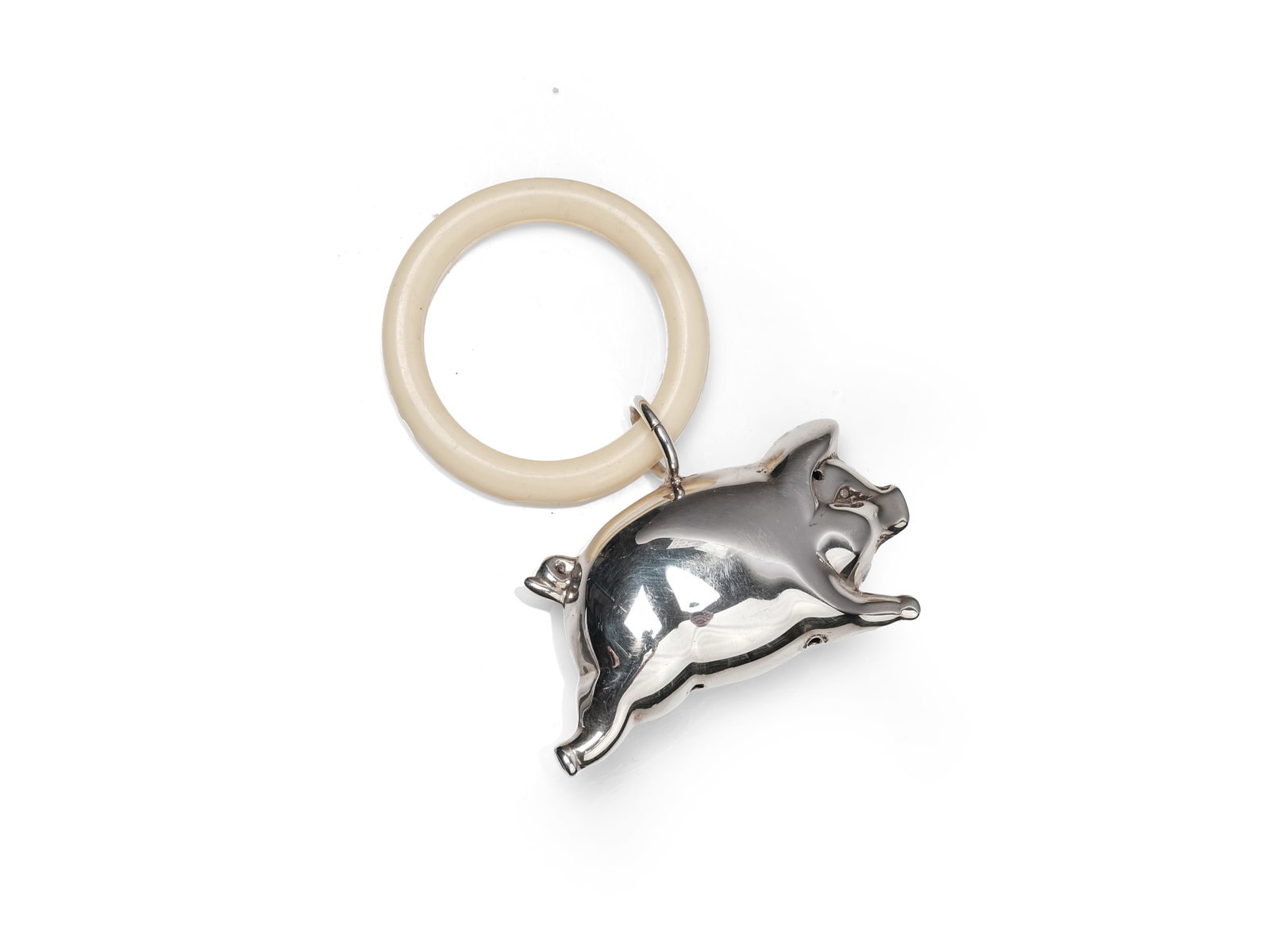 BABY RATTLE WITH TEETHING RING, SILVER-PLATED (1 of 1)