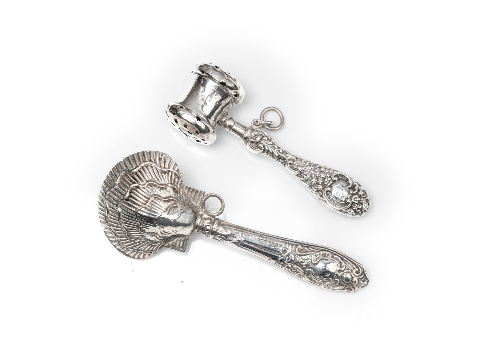 PAIR OF BABY RATTLES, HALLMARKED SILVER (1 of 1)