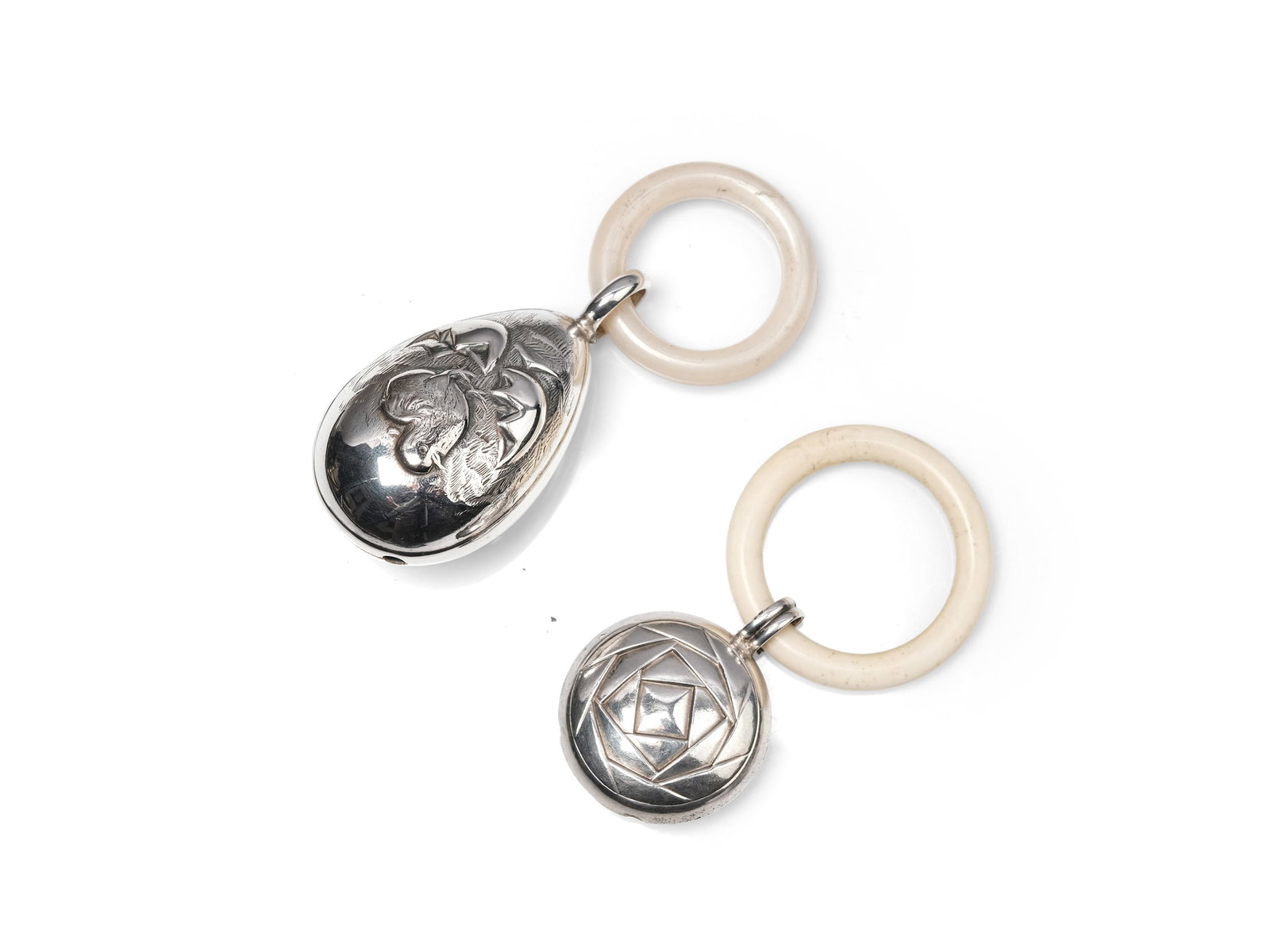 PAIR OF BABY RATTLES, SILVER-PLATED (1 of 1)