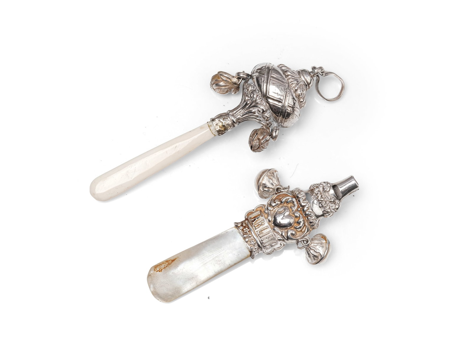 PAIR OF BABY RATTLES, HALLMARKED SILVER (1 of 2)