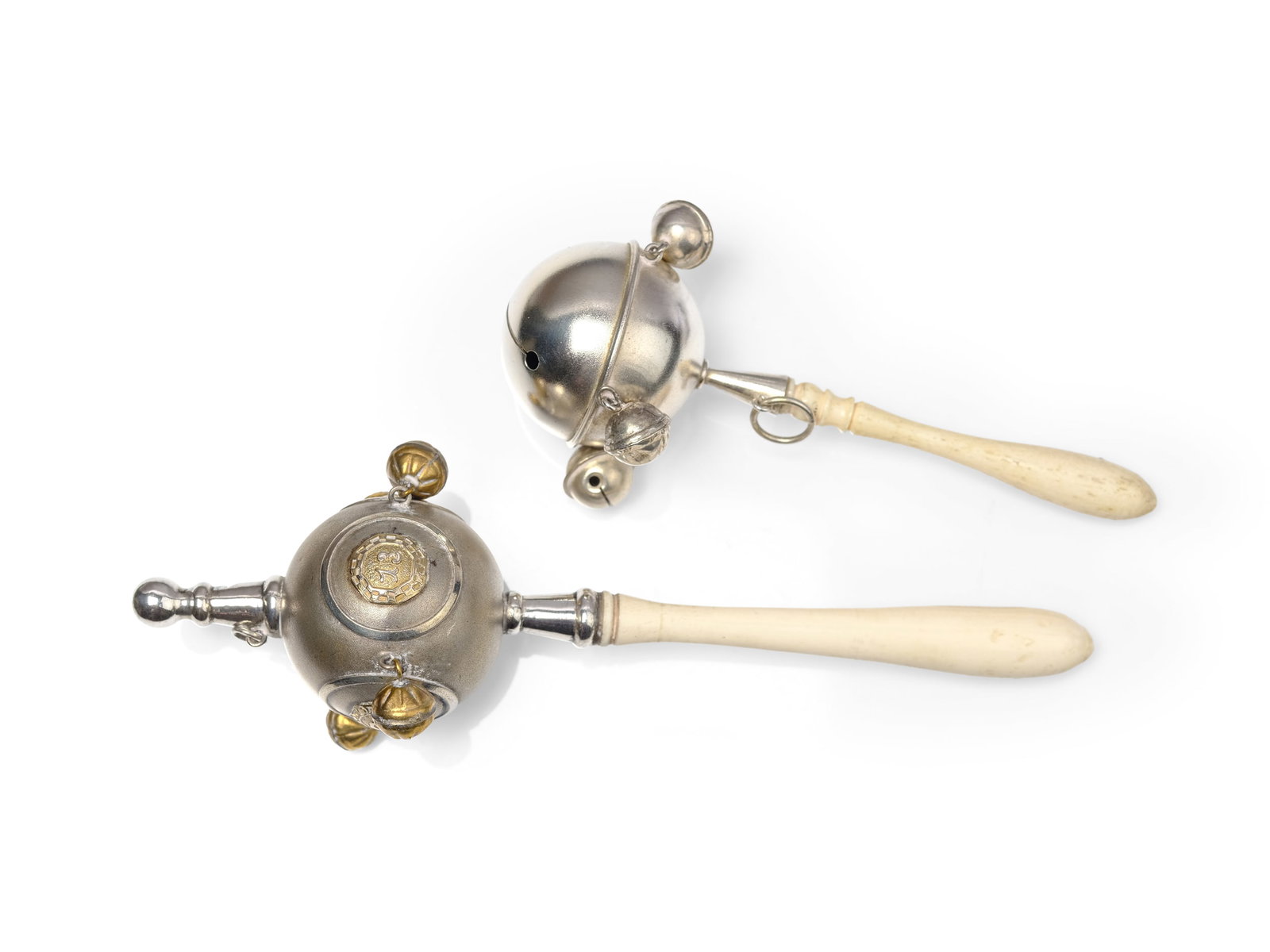PAIR OF BABY RATTLES, SILVER-PLATED (1 of 2)