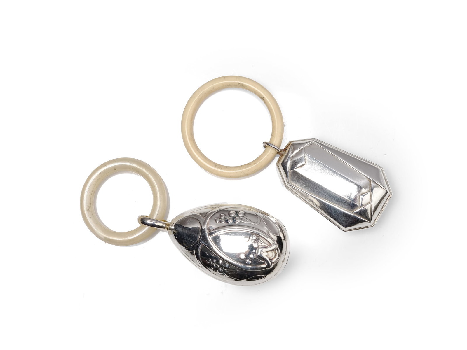 PAIR OF BABY RATTLES, SILVER-PLATED (1 of 2)