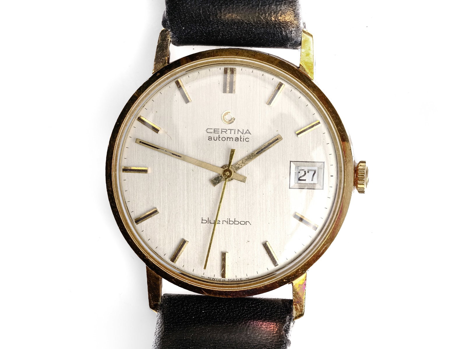 WRISTWATCH, CERTINA BLUE RIBBON: WristwatchCertina Blue RibbonAutomatic movement14 kt goldDiameter 3,4 cmWatch is running! Movement not checked, sold as-is.