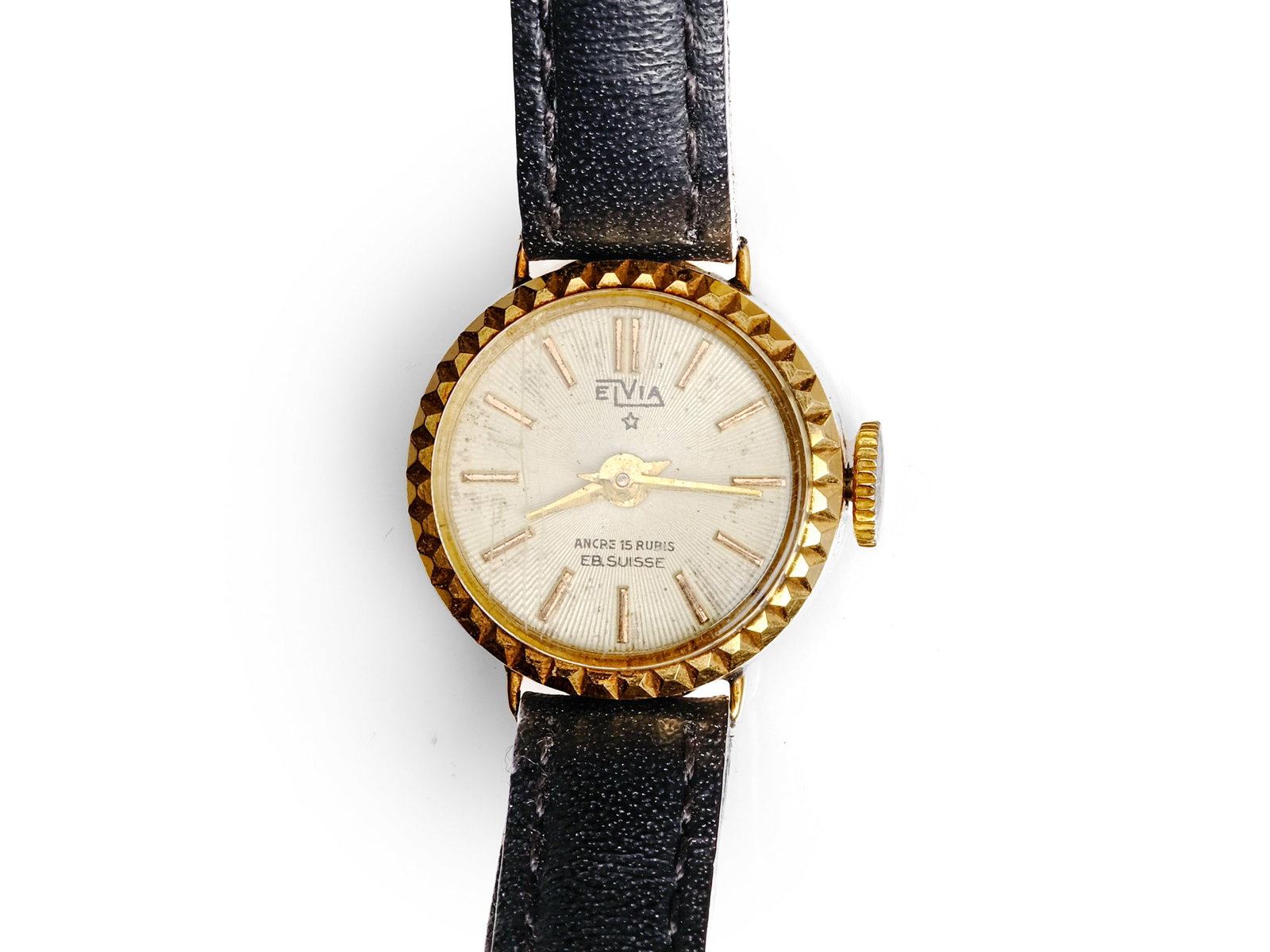 ELVIA LADIES' WRISTWATCH, 14 KT YELLOW GOLD: Elvia ladies' wristwatch14 kt yellow goldDiameter 1.2 cmWeight 10 gMovement not inspected, sold as is.