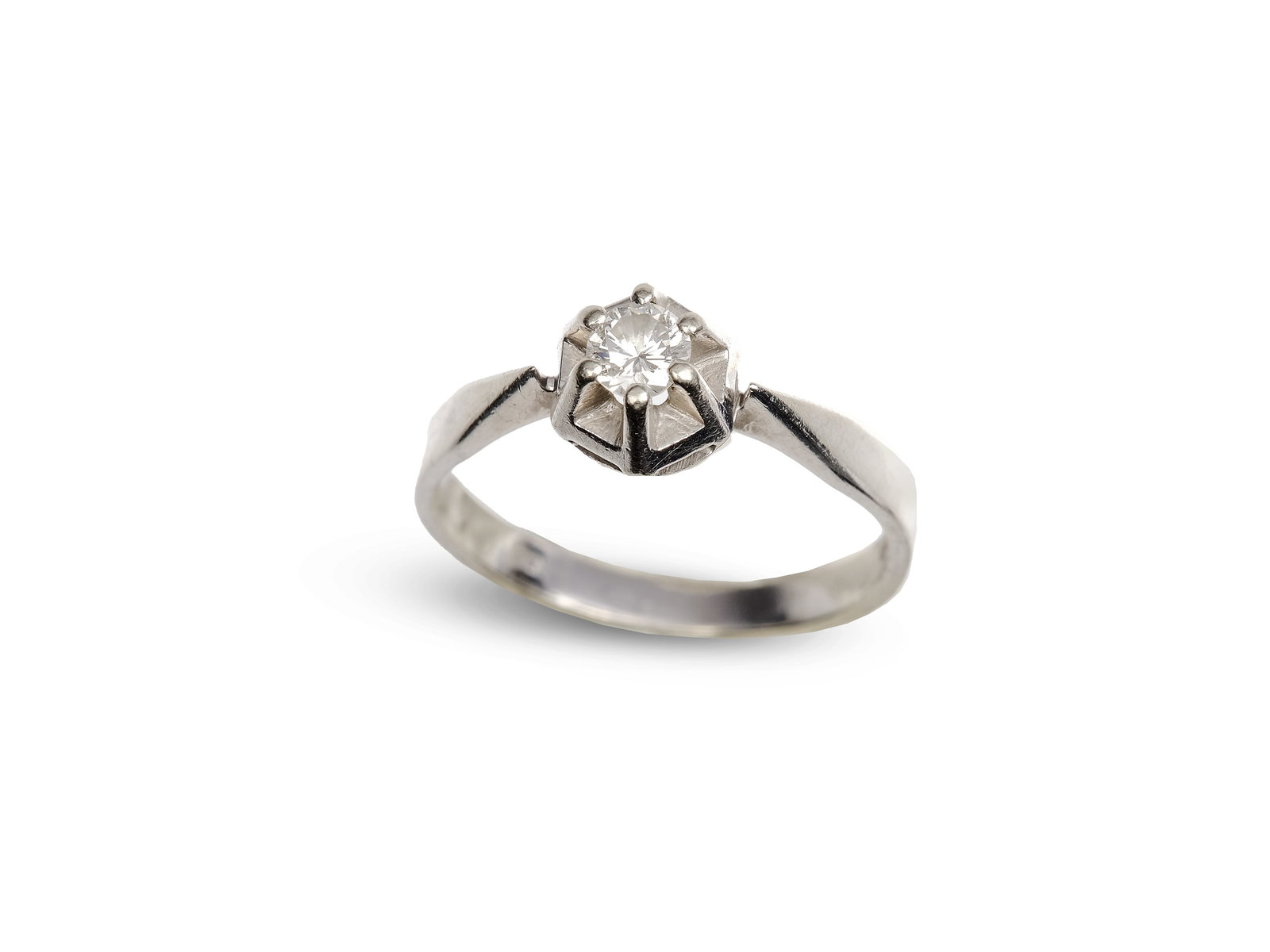 SOLITAIRE RING, 14 KT WHITE GOLD (1 of 1)