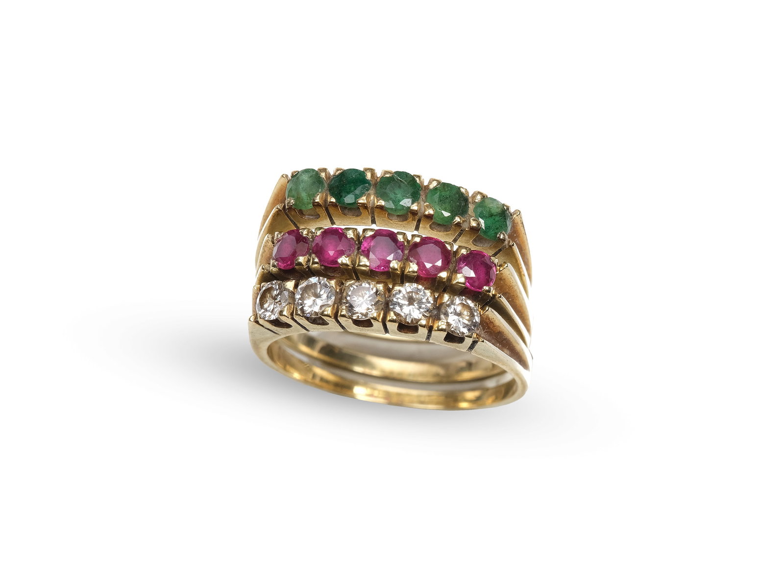 3 WOMEN'S TRICOLOR RINGS, YELLOW GOLD (1 of 1)