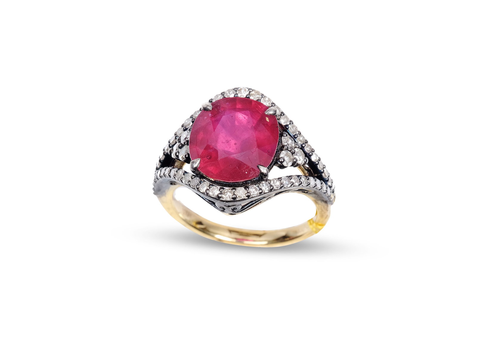 WOMEN'S RING, 14 KT YELLOW GOLD AND SILVER (1 of 2)