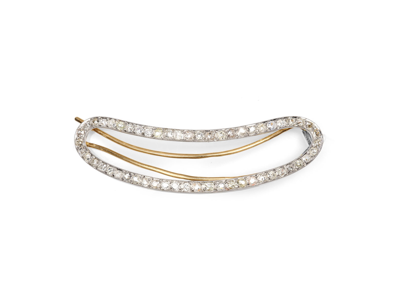 CURVED BROOCH, 14-KARAT YELLOW AND WHITE GOLD (1 of 2)