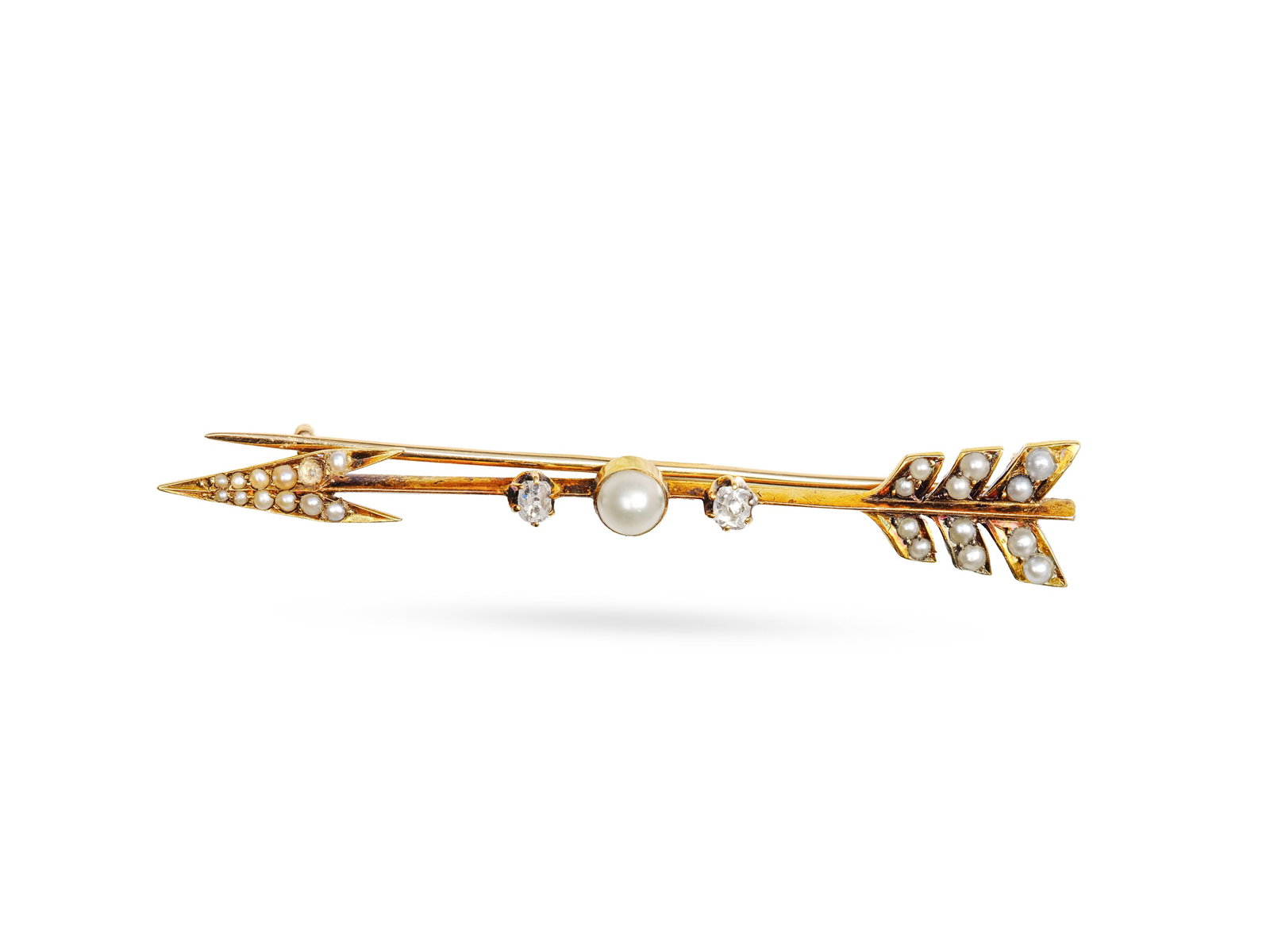 ARROW-SHAPED STICK BROOCH, 14-KARAT YELLOW GOLD (1 of 1)