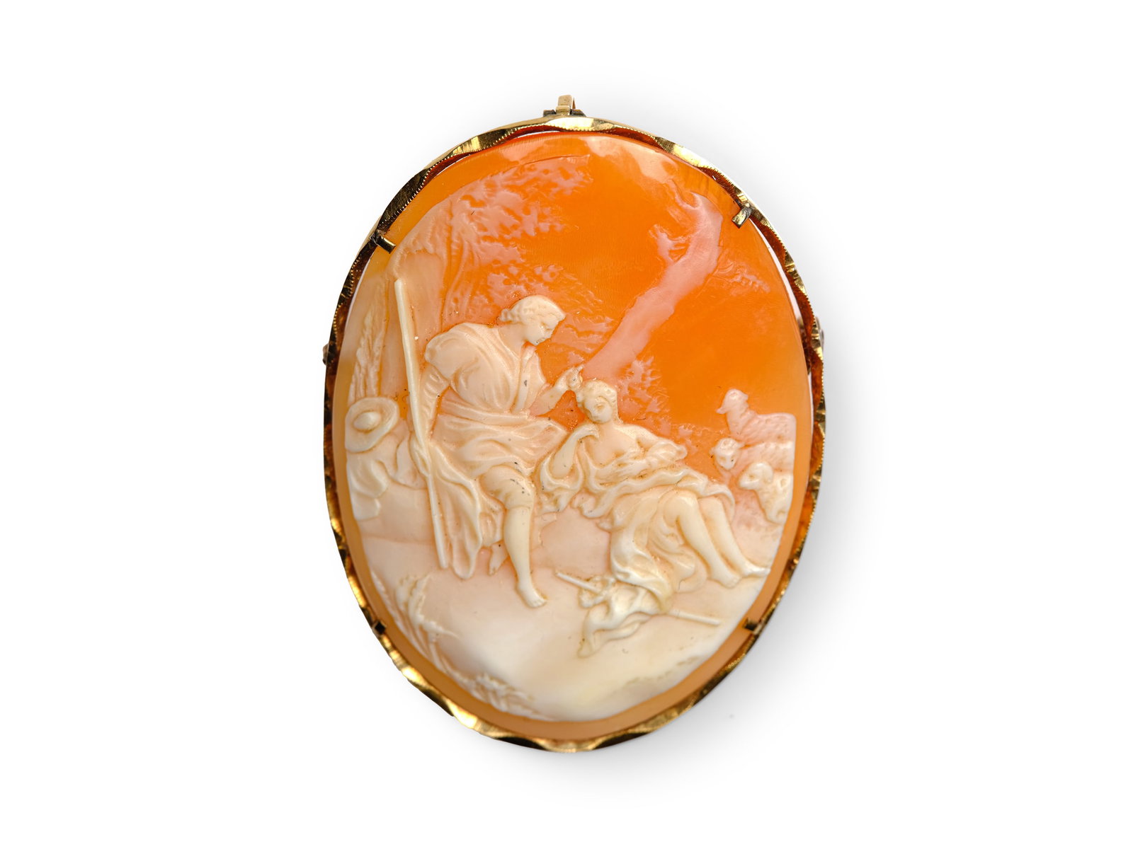 SHELL CAMEO BROOCH, 14-KARAT YELLOW GOLD SETTING (1 of 3)