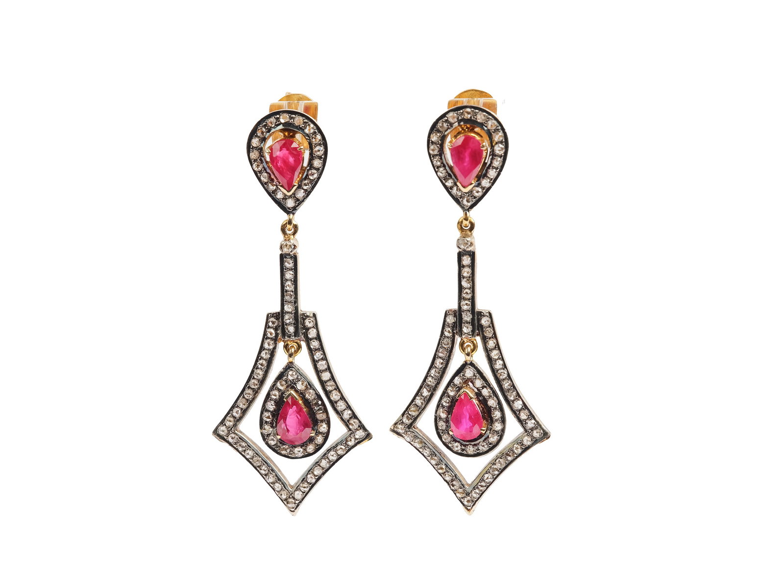 PAIR OF DROP EARRINGS, 18 KT YELLOW AND WHITE GOLD (1 of 1)