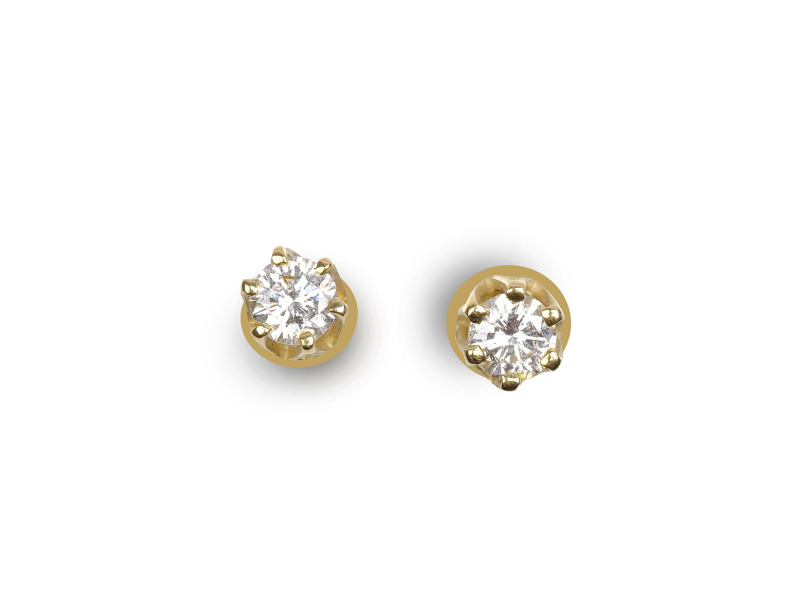 PAIR OF BRILLIANT-CUT STUD EARRINGS, 14-KARAT YELLOW GOLD (1 of 2)