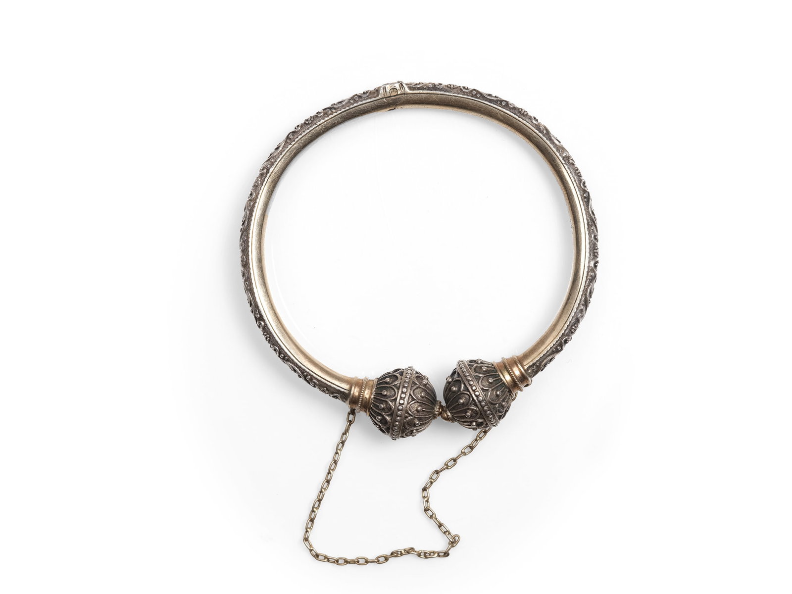 GEORG ADAM SCHEID, 1838 - 1921: Georg Adam Scheid1838 - 1921Bangle, silverEtruscan styleDiameter 5.3 cmWeight 18.5 g