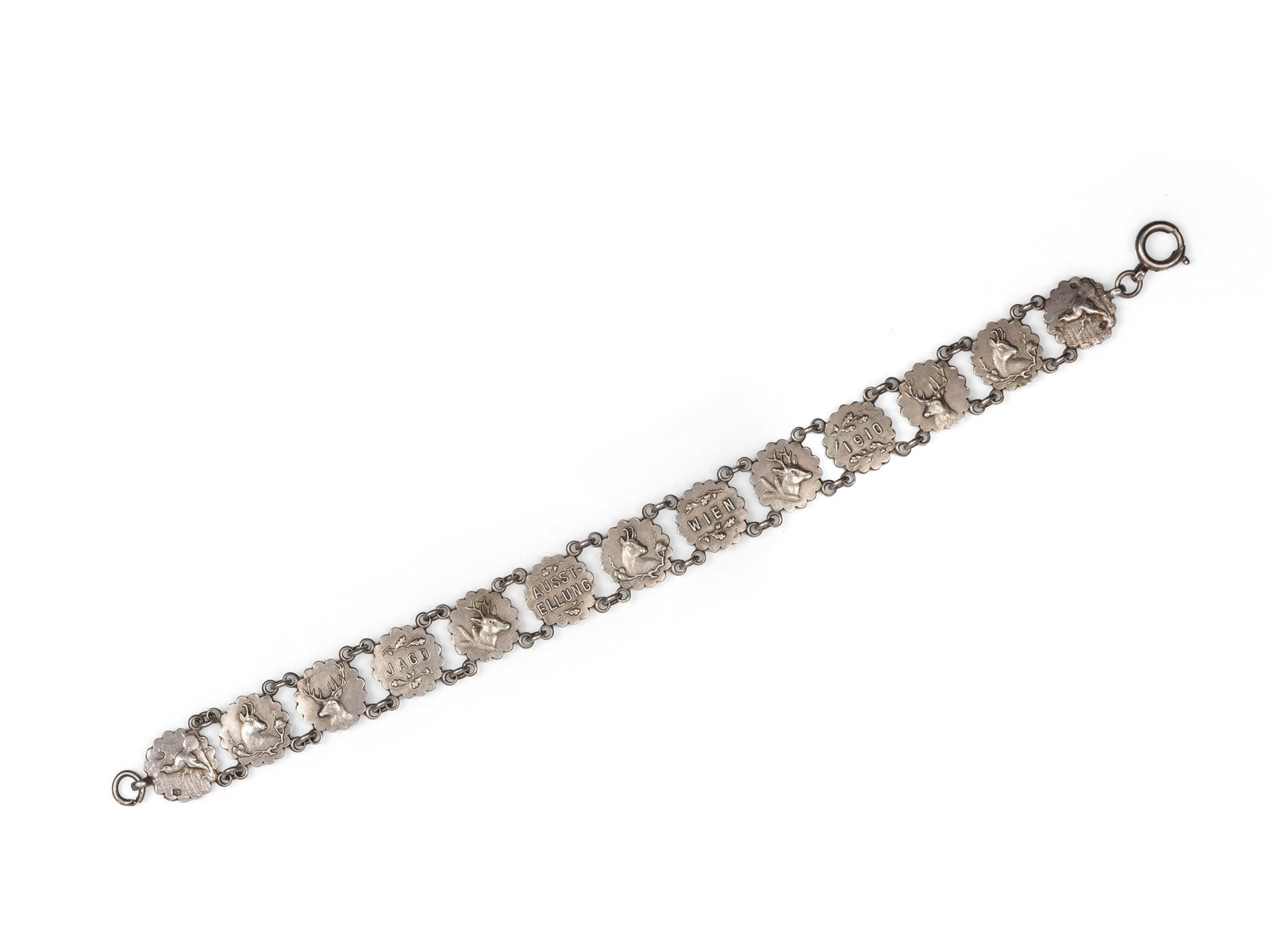 BRACELET, HALLMARKED SILVER: BraceletHallmarked silver Circa 1910Length 19.5 cmWeight 15.1 gHunting exhibition in Vienna
