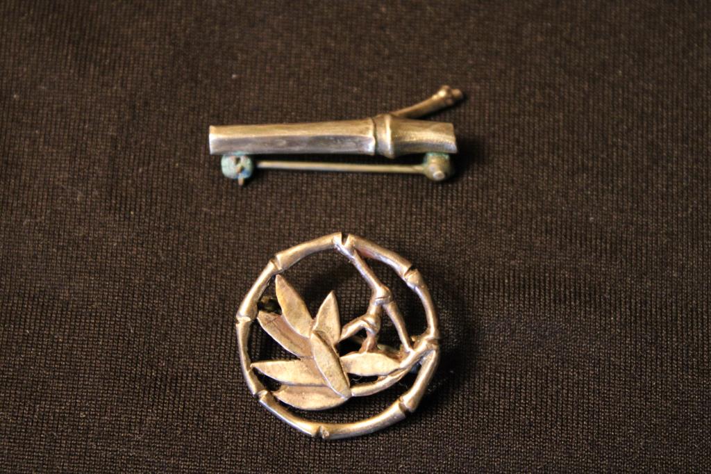 John Hardy Pins: 2 piece - Sterling Silver Bamboo Pin & Bamboo Leaf Pin