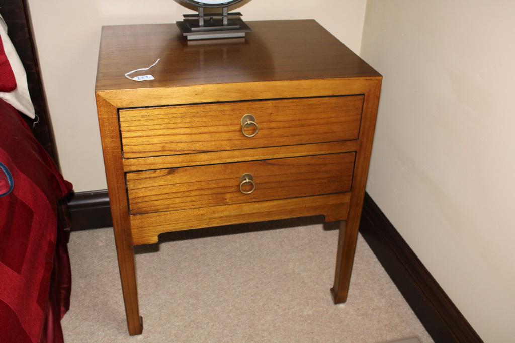 2 Drawer Walnut Nightstand: 2 Drawer Walnut Nightstand Lamps Not Included 24" wide x 27.5" tall x 19" deep