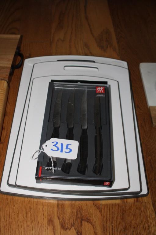 Jahenckles 3 Cutting Boards & 4 Pc. Knife Set: Jahenckles 3 Cutting Boards & 4 Pc. Knife Set