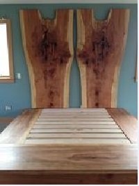 Custom Made Bed Frame with Wood Headboard: King Size Pillowtop Mattress Custom Made Bed Frame with Wood Bookend Headboard All Made from the Same Tree Bedding Not IncludedDisassembly Required