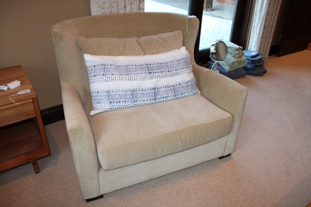 Maxfield Oversized Chair & Ottoman: Color: Vick Cement With Designer Down Filled Pillow
