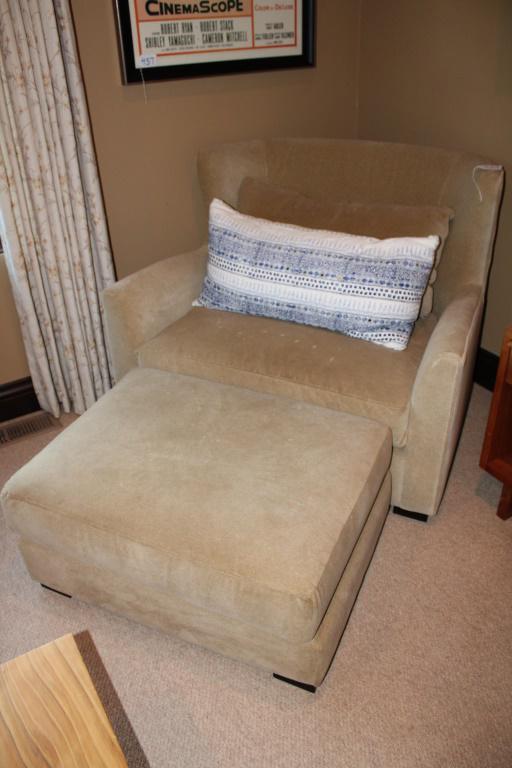 Maxfield Oversized Chair & Ottoman: Color: Vick Cement With Designer Down Filled Pillow