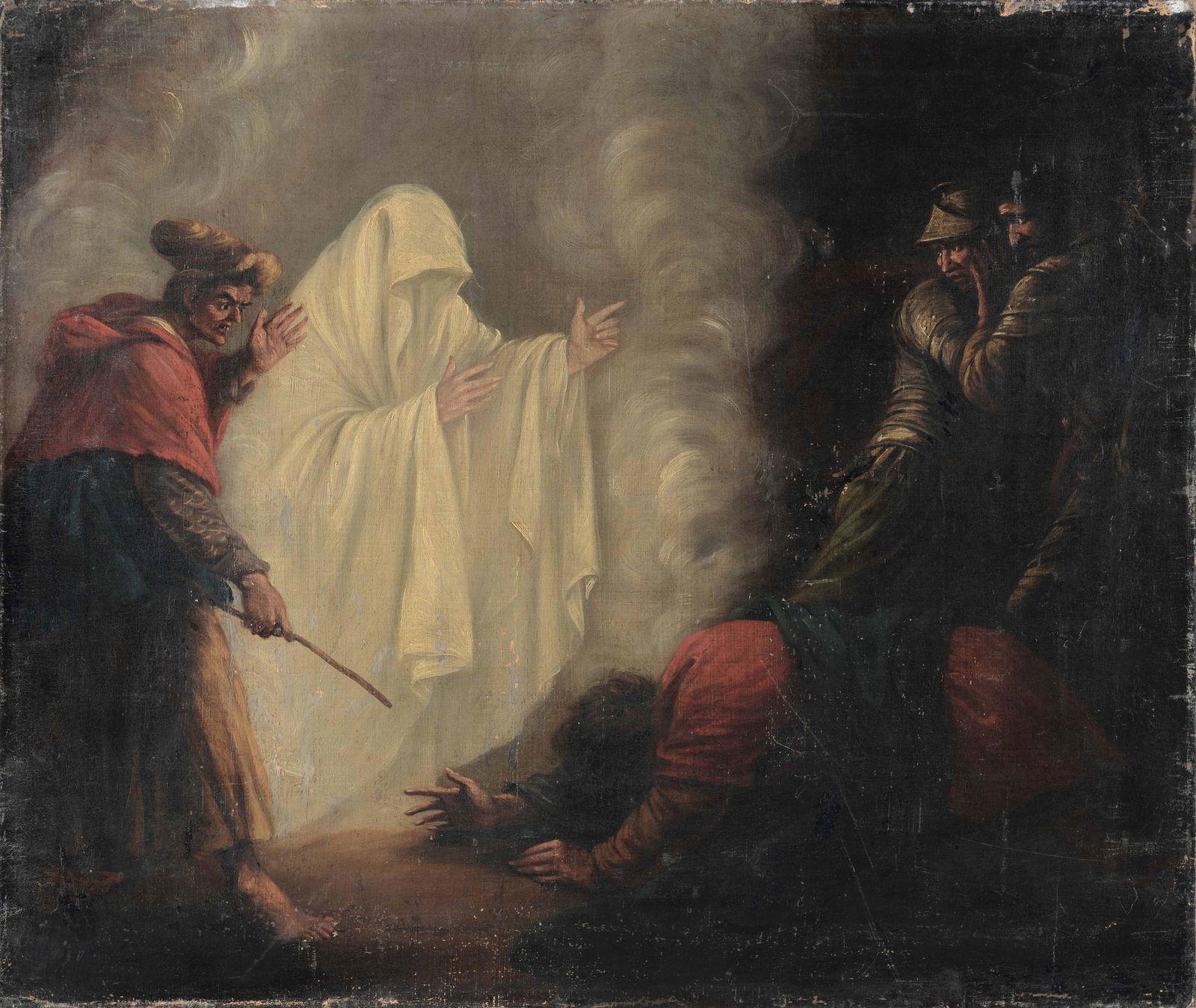 Benjamin West (Springfield 1738 - Londra 1820): "Scena di stregoneria", olio su tela, 63 x 76 cm.