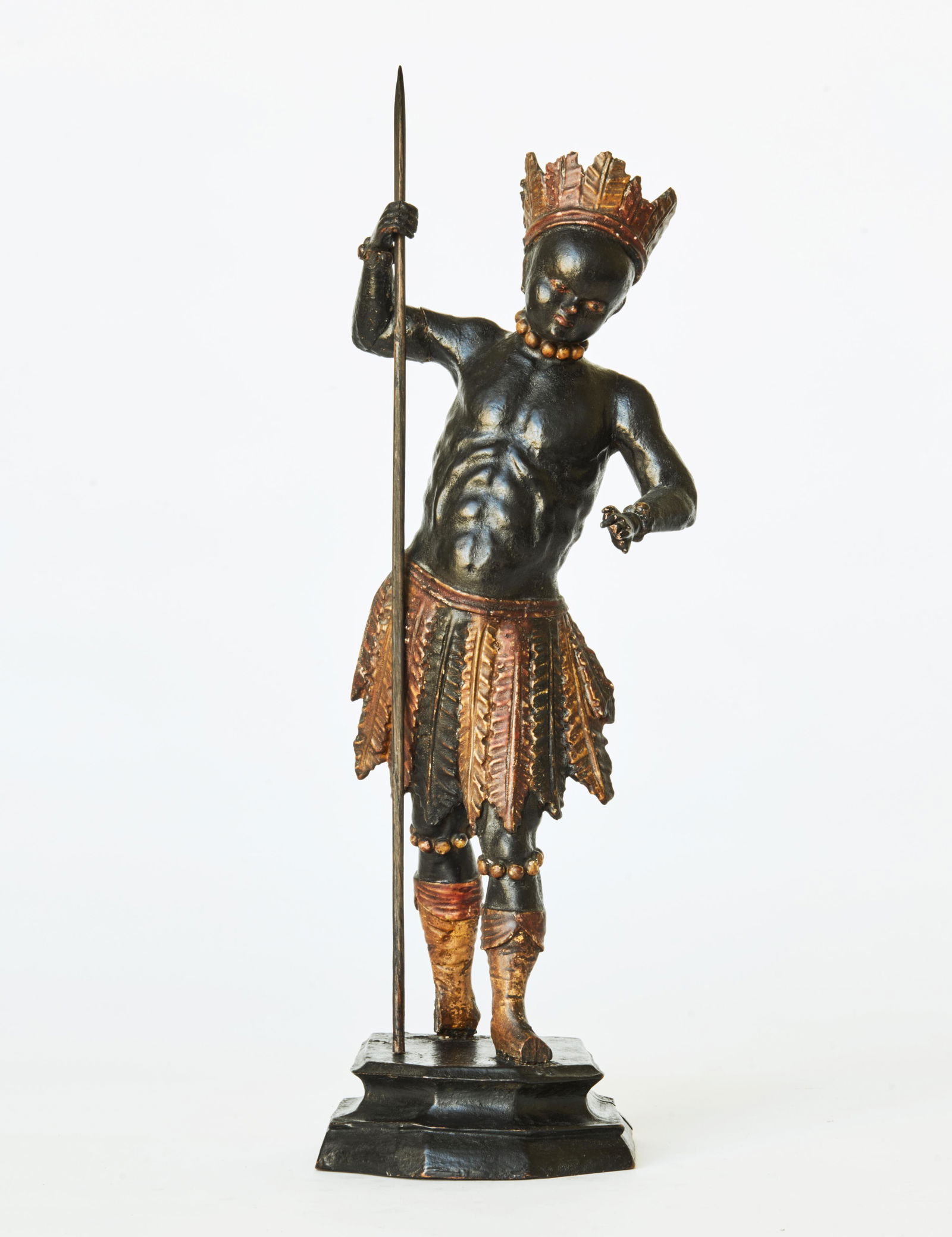 A Carved and Painted Wooden Statue of a Blackamoor, (1 of 4)