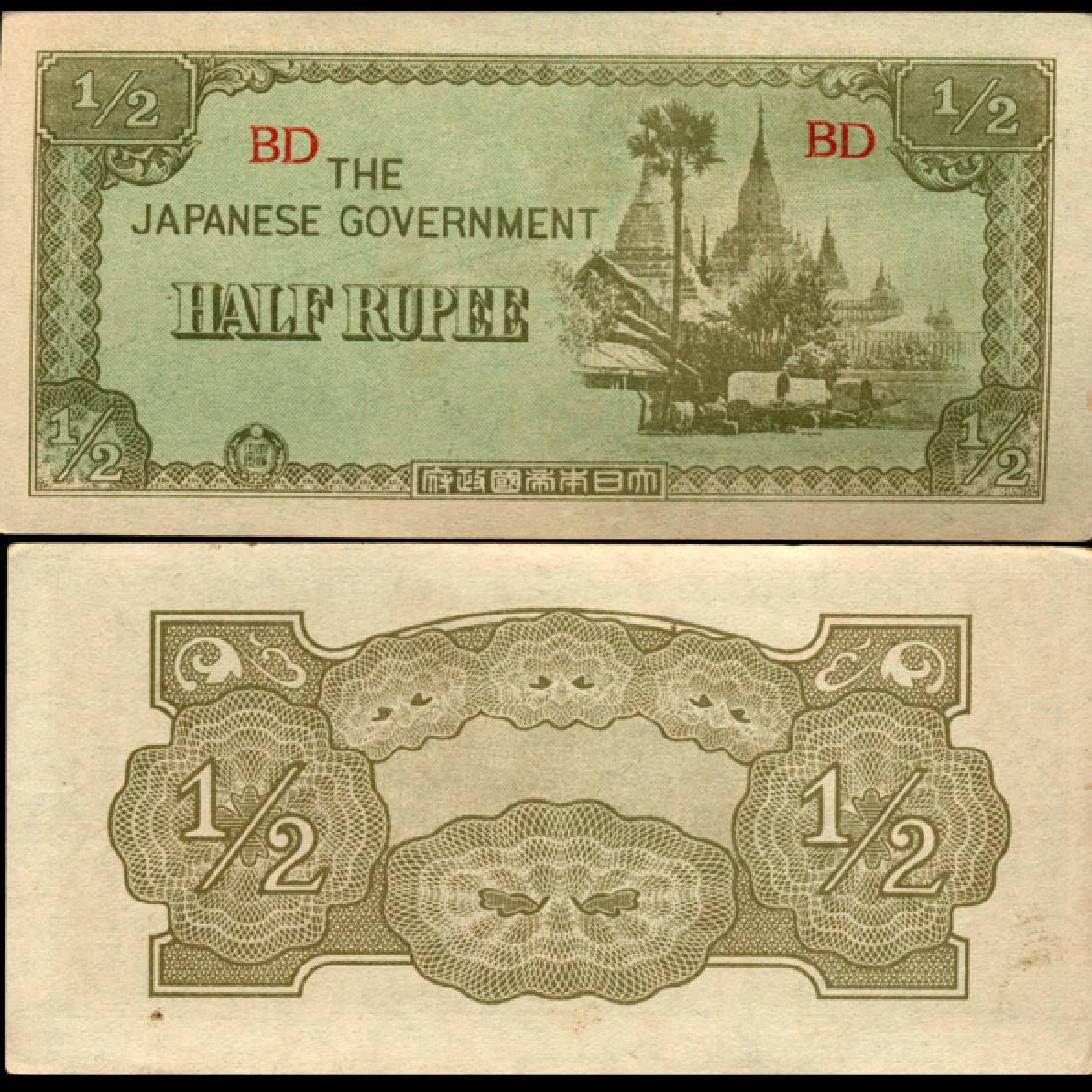 1942 Burma 1/2 Rupee Japanese Occ Note Crisp AU/Unc (1 of 1)