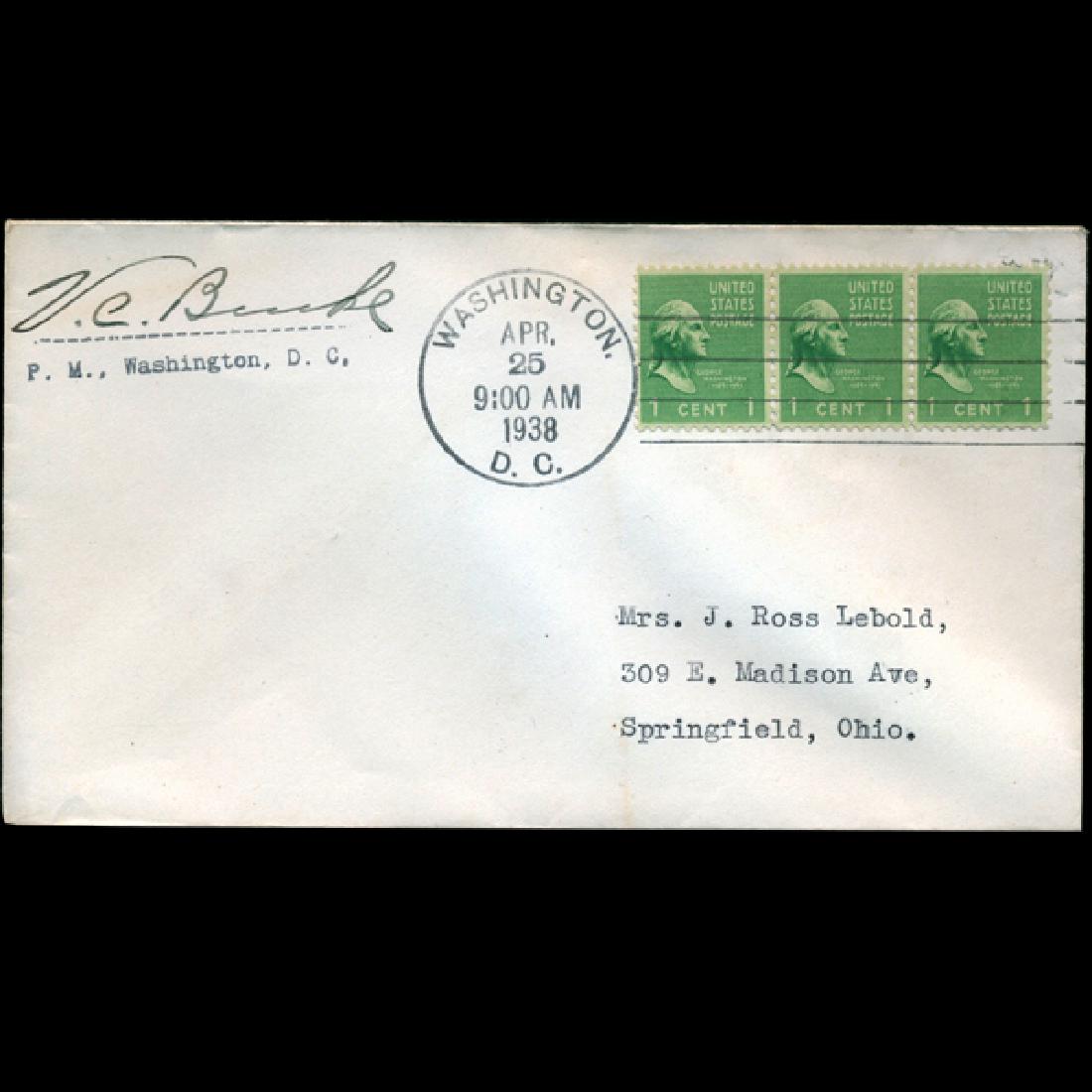 1937 US Postmaster Signed First Day Postal Cover (1 of 1)
