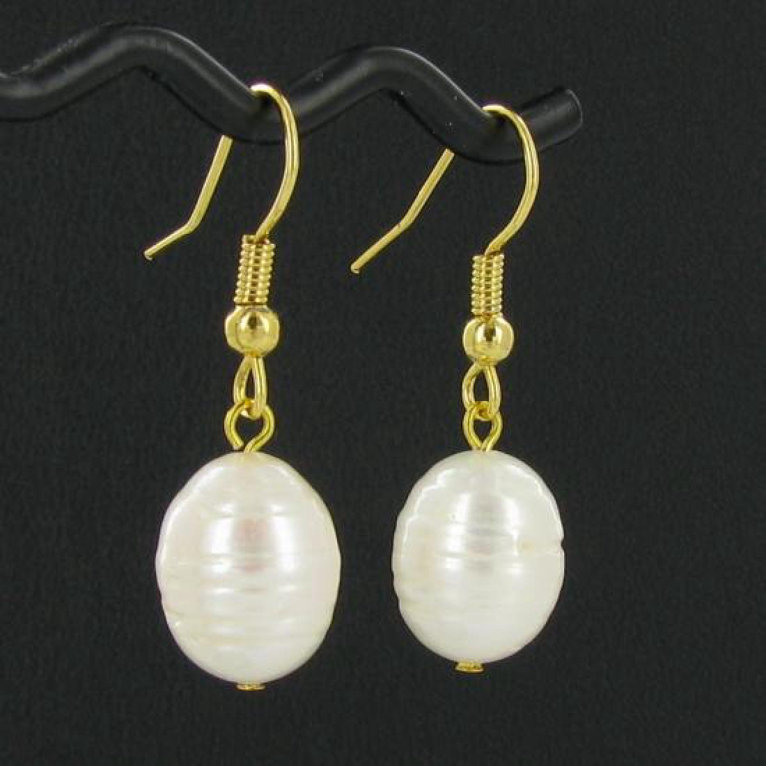 Saltwater Baroque White Pearl Earrings (1 of 1)