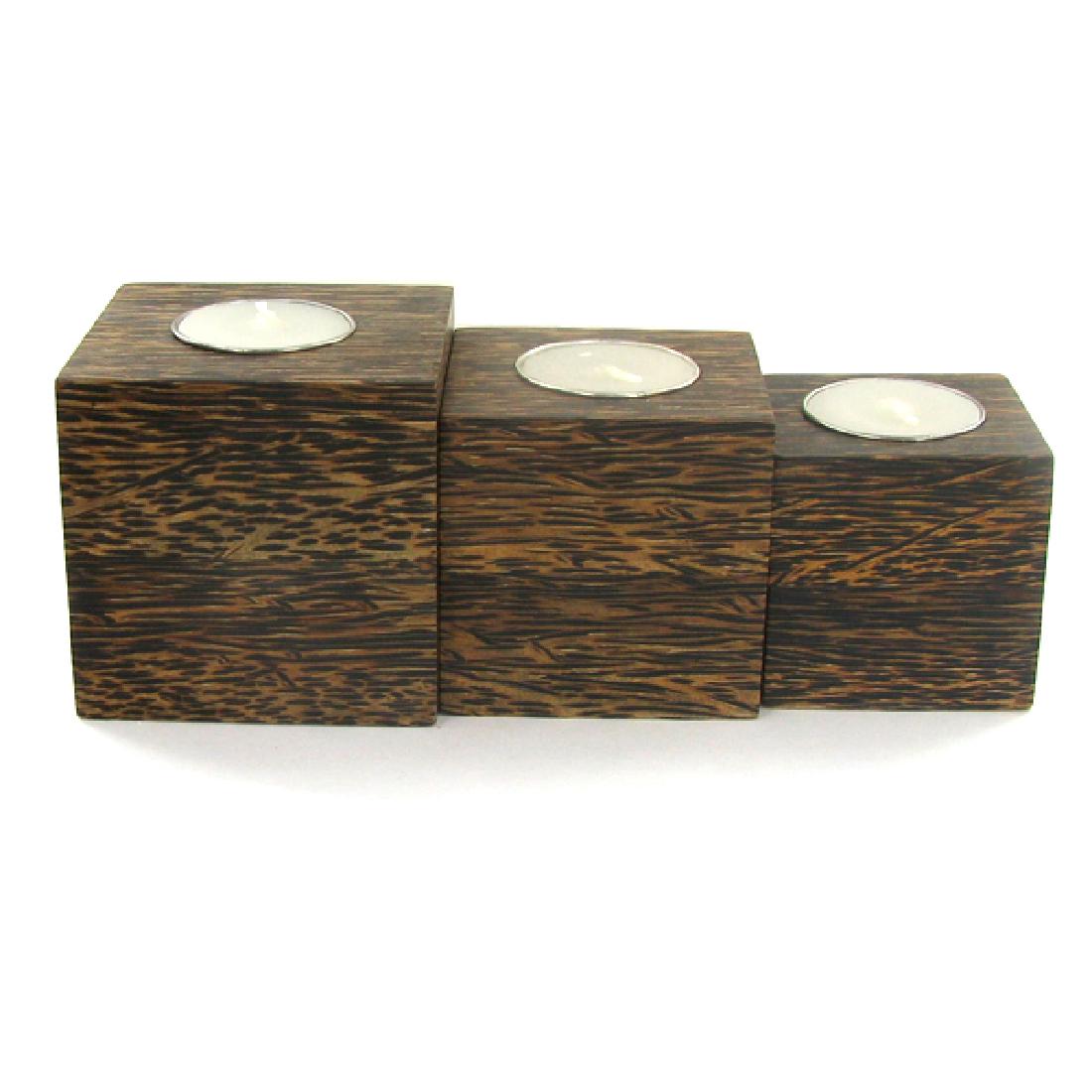 Sugarpalm Wood Candle Holder 3pcs (1 of 1)