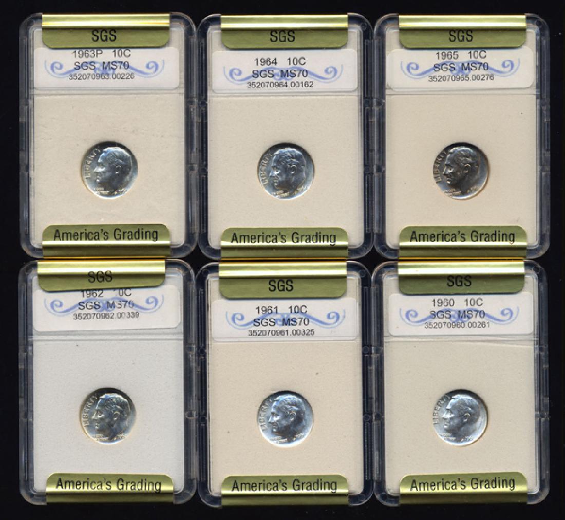 1960-65 Roosevelt Dime Set Graded GEMS (1 of 2)