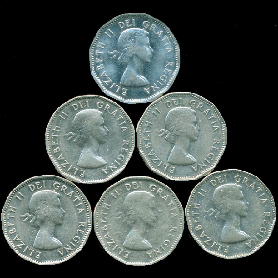 1954/59 Canada 5c Nickel AU/AU+ 7 pcs (1 of 2)