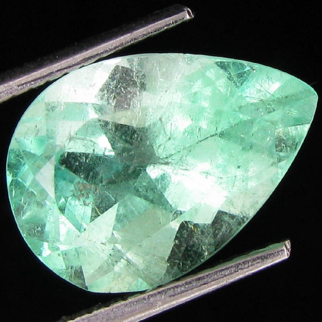 4.86ct Natural Colombian Neon Mint Green Emerald: Excellent piece; well cut & colored; with treatment