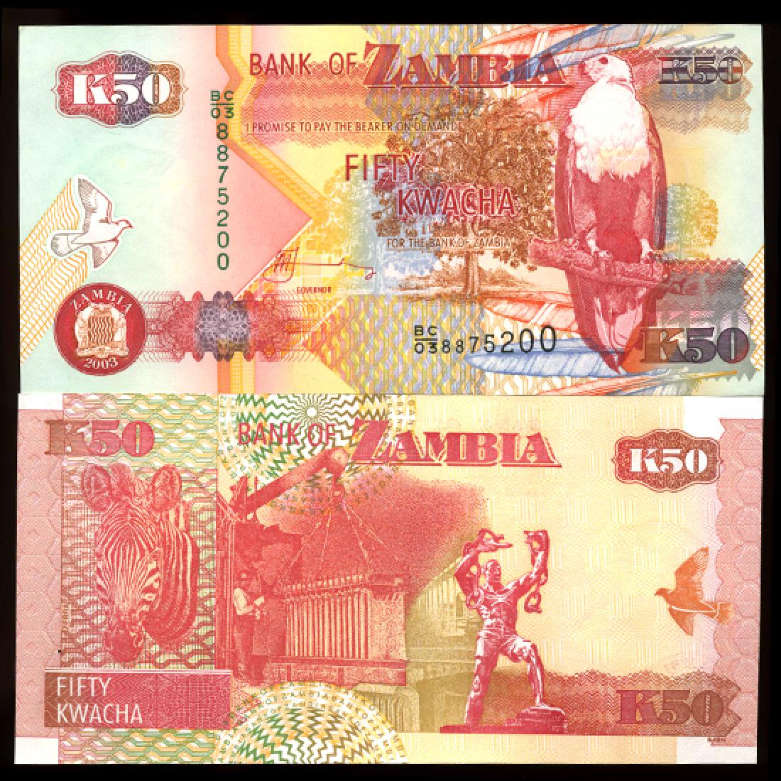 2003 Zambia 50 Kwacha Crisp Unc Note (1 of 1)