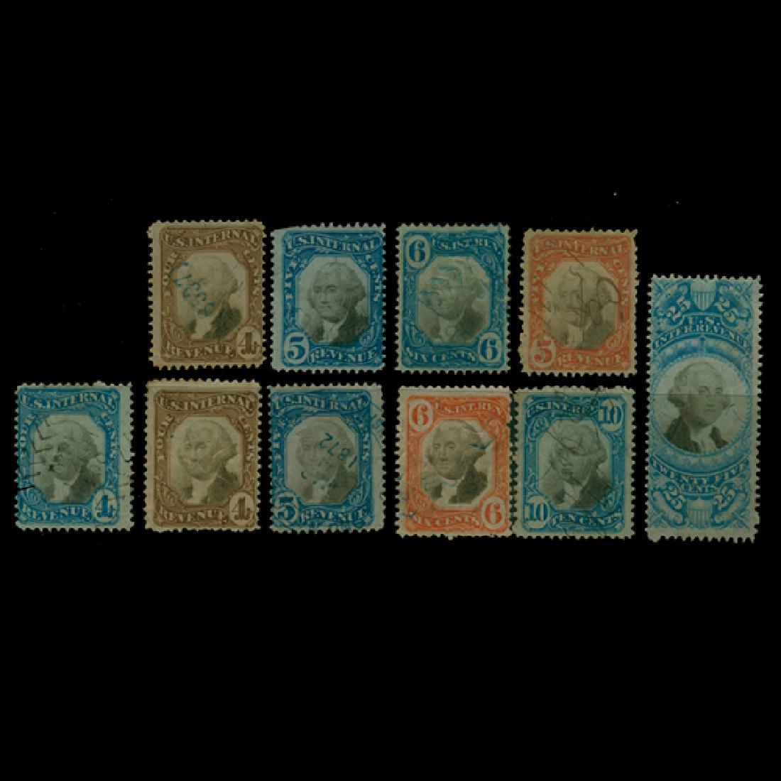 1871 US 4c 5c 6c 10c 25c Revenue Stamp Set 10pcs (1 of 1)