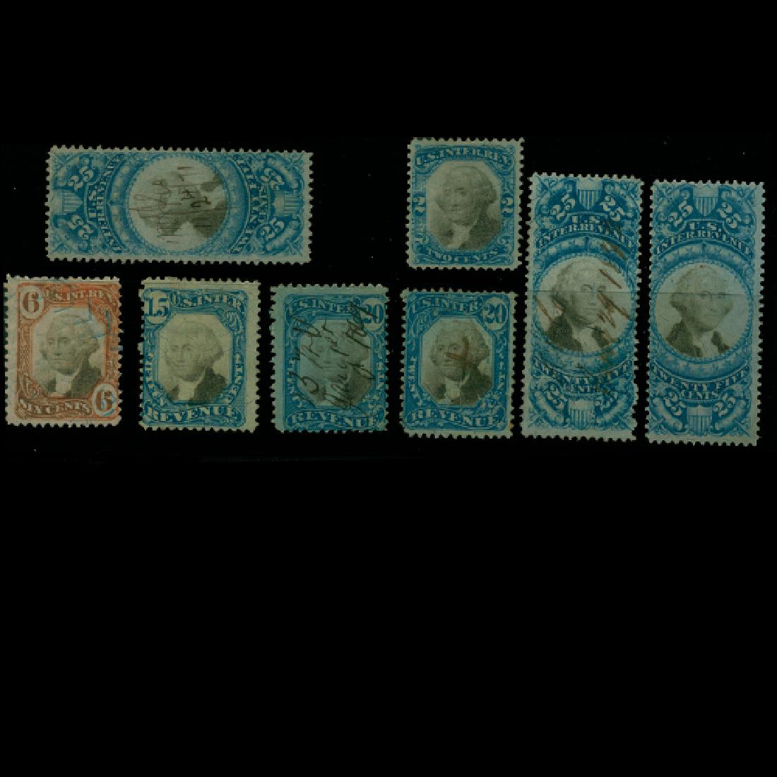 1871 US 2c 6c 15c 20c 25c Revenue Stamp Set 8pcs (1 of 1)