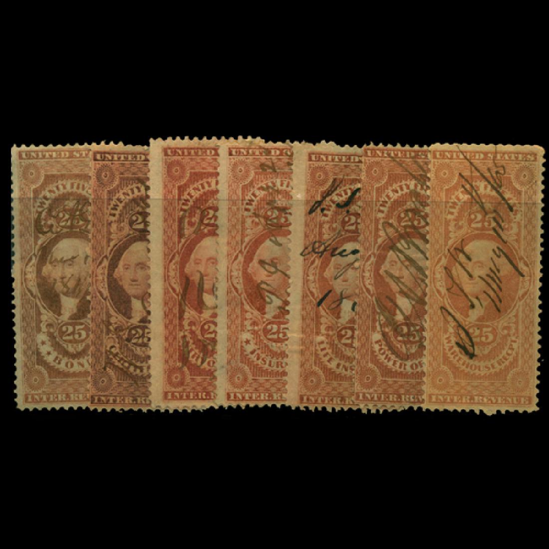 1861 US 25c Revenue Stamp Set 7pcs (1 of 1)