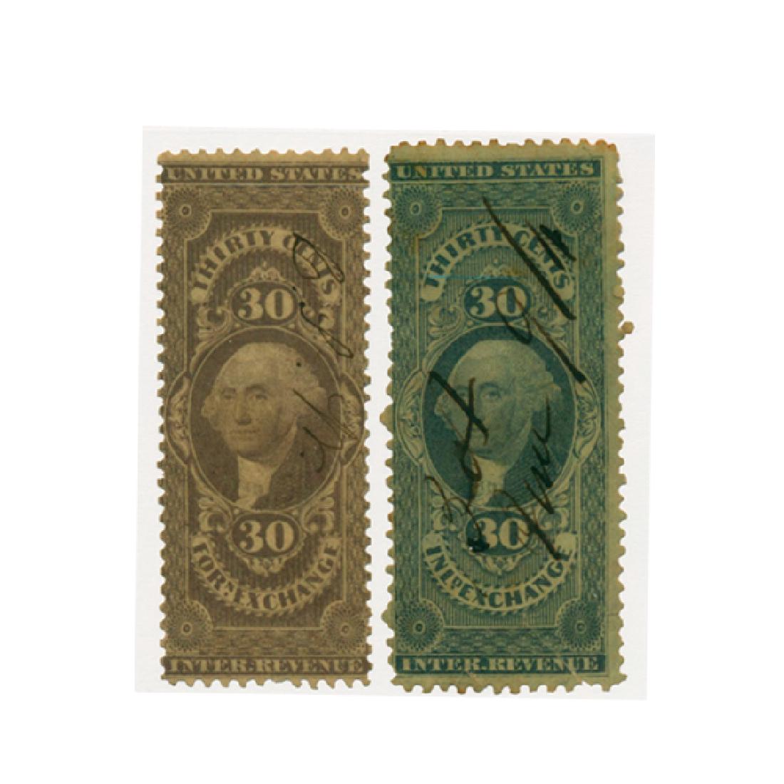 1861 US 30c Revenue Stamp Set 2pcs (1 of 1)