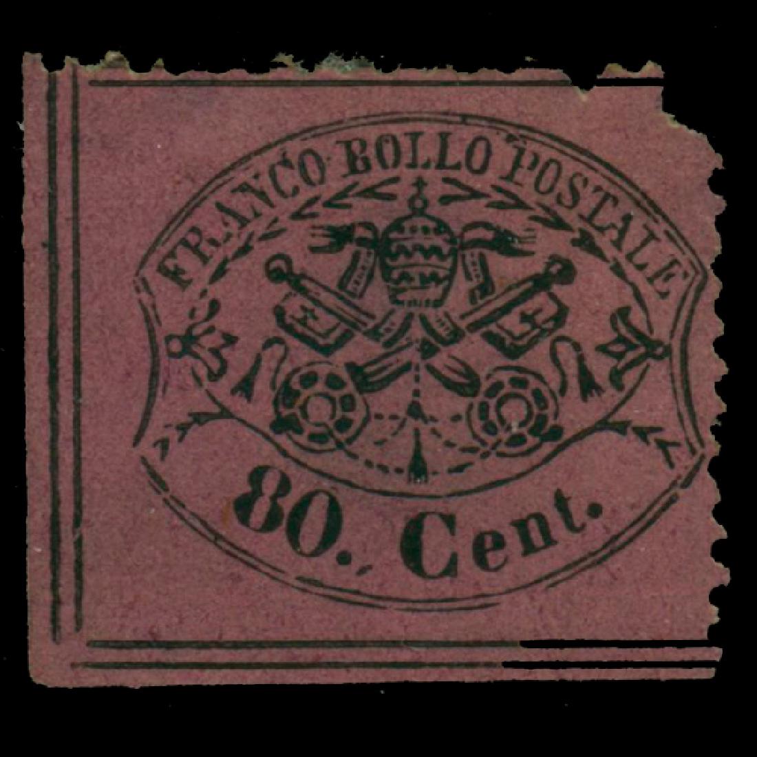 1868 Italy Papal States 80c Mint: Scarce early Italian state piece; without hidden flaws; mint without gum; SG 55; CV $112