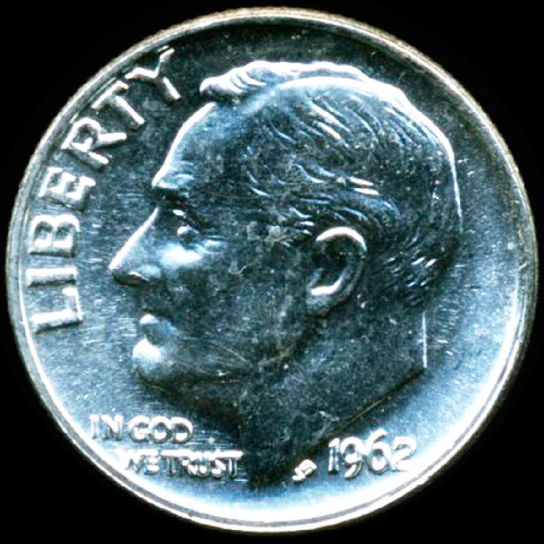 1962 FDR Silver 10c CHOICE+ UNC Full Bands (1 of 2)