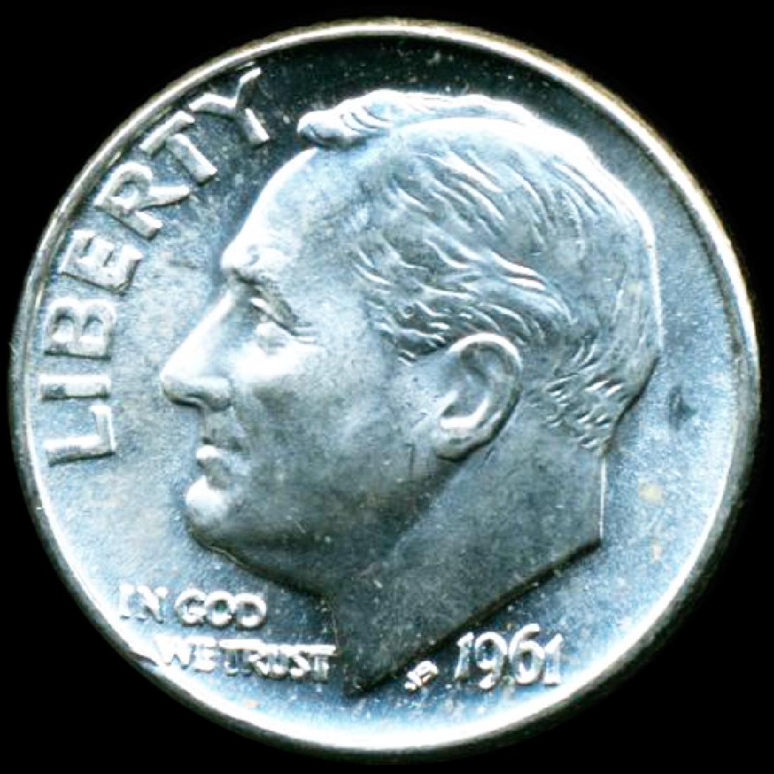 1961D FDR Silver 10c GEM Unc Full Bands (1 of 2)