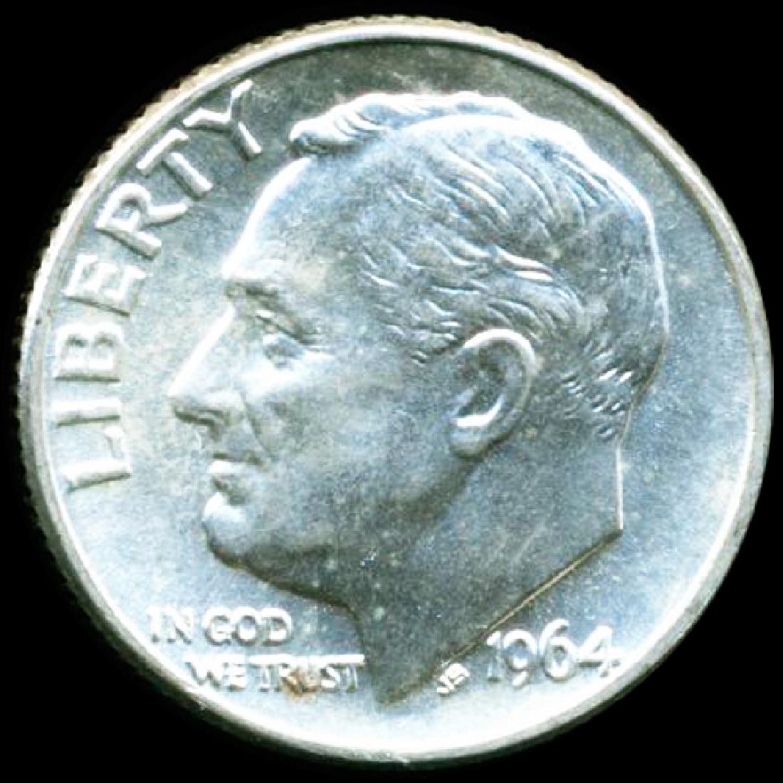 1964D FDR Silver 10c CHOICE+ Unc Full Bands (1 of 2)