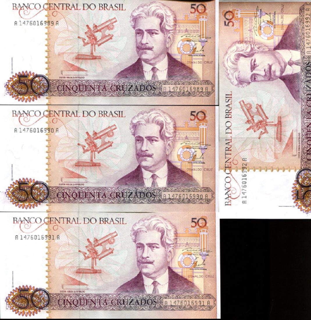 1986 Brazil 50C Crisp Unc Note 7pcs Scarce Sequential (1 of 4)