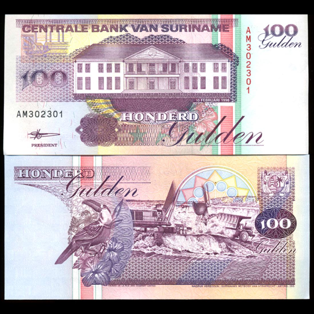 1998 Suriname 100 Gulden GEM Crisp Uncirculated Note (1 of 1)