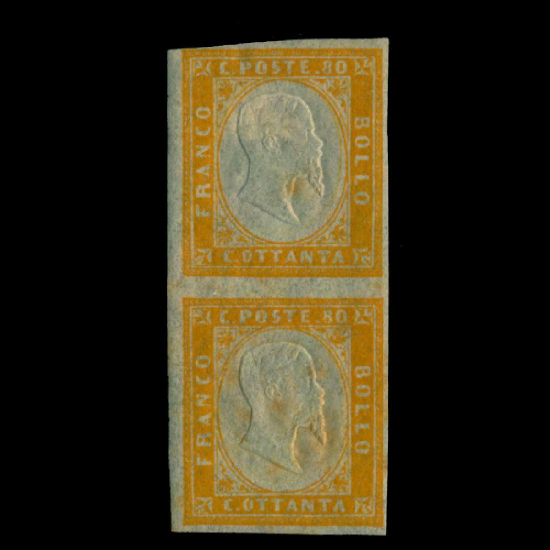 1855 Italy Sardinia 80c Mint Pair (1 of 1)