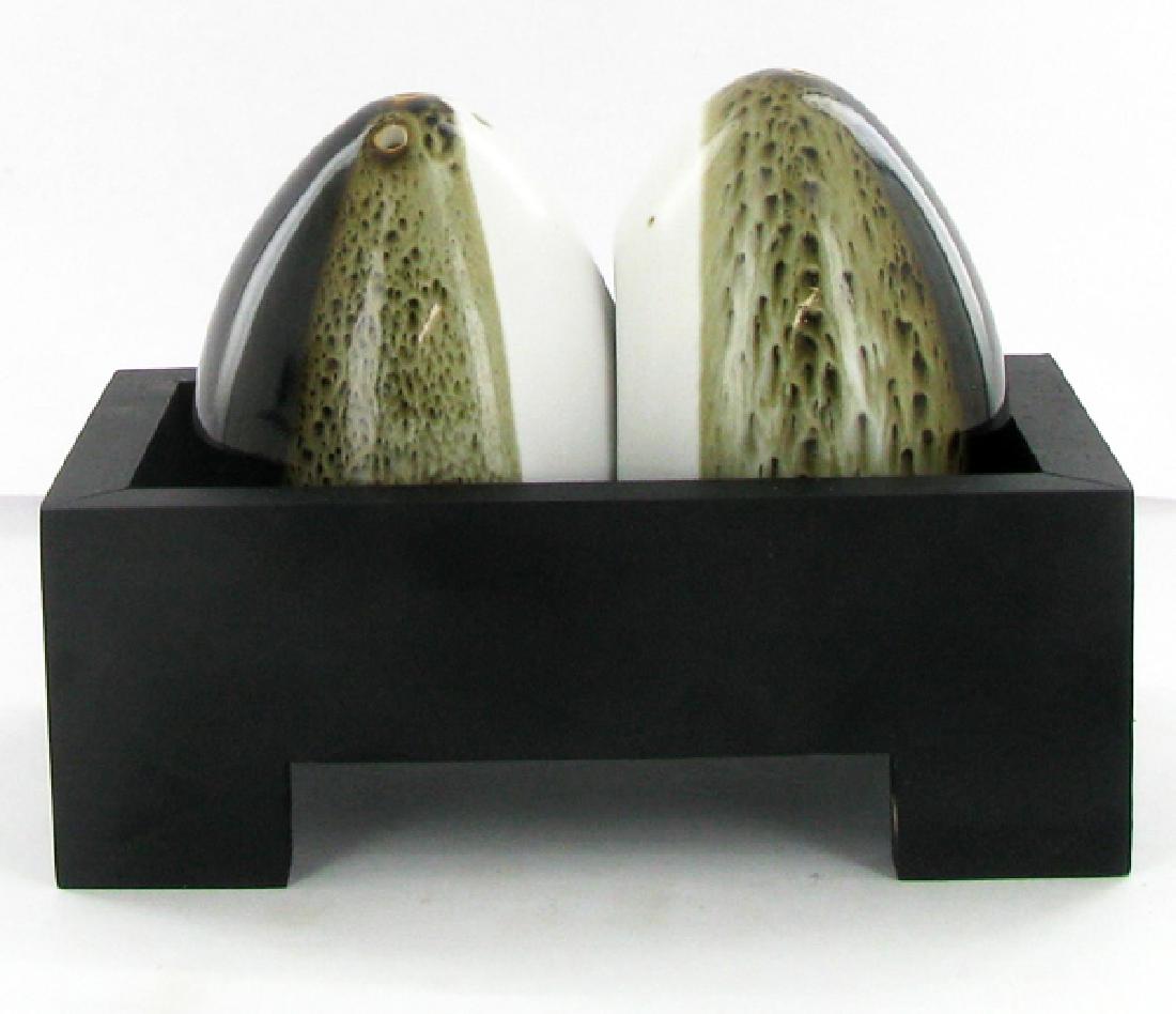 Egg Ceramic Salt & Pepper Shaker Set on Base (1 of 3)