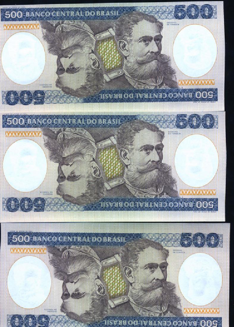 1981 Brazil 500C Crisp Unc Note 10pcs Scarce Sequential (1 of 6)