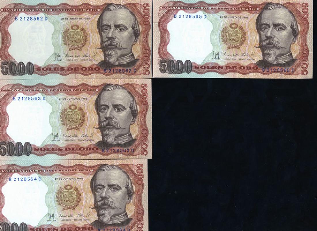 1985 Peru 5000S Crisp Unc Note 10pcs Scarce Sequential (1 of 4)